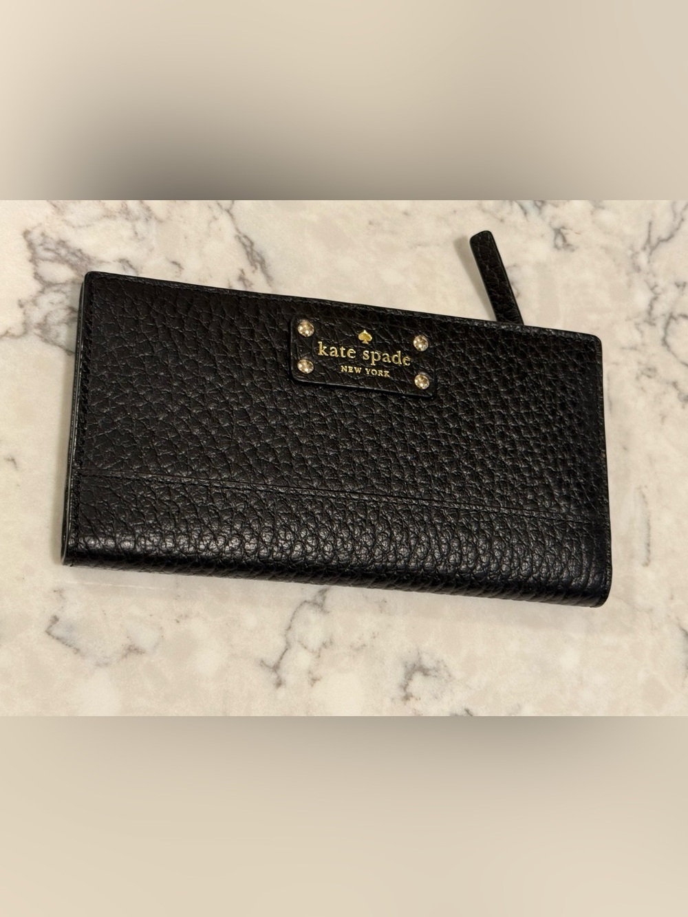 kate spade Black Pebbled Leather Zip Wallet